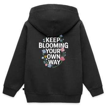 Weiter Blühen Auf Deine Eigene Weise Mit - Kinder Premium Organic Zip Hoodie - Schwarz - Hinten - AI Model Kid Male (0cm)