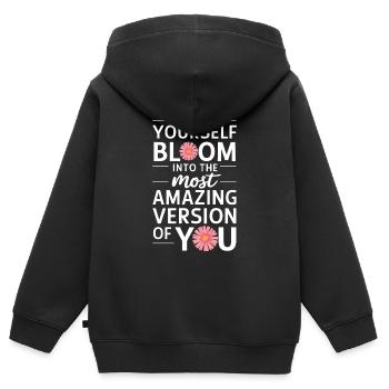 Lass Dich Zur Besten Version Entfalten - Kinder Premium Organic Zip Hoodie - Schwarz - Hinten - AI Model Kid Male (0cm)