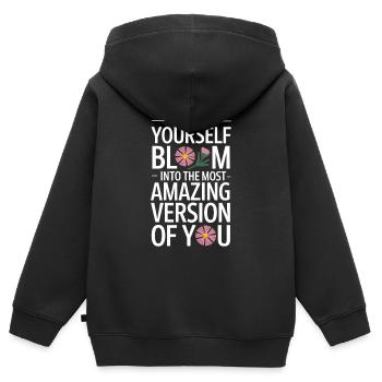 Lass Dich Erblühen Zur Besten Version Deiner - Kinder Premium Organic Zip Hoodie - Schwarz - Hinten - AI Model Kid Male (0cm)