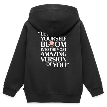 Lass Dich Entfalten Zur Erstaunlichsten Version - Kinder Premium Organic Zip Hoodie - Schwarz - Hinten - AI Model Kid Male (0cm)