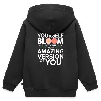 Lass Dich Zur Besten Version Erblühen - Kinder Premium Organic Zip Hoodie - Schwarz - Hinten - AI Model Kid Male (0cm)