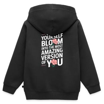 Entfalte Dich Zur Besten Version Deiner Selbst - Kinder Premium Organic Zip Hoodie - Schwarz - Hinten - AI Model Kid Male (0cm)