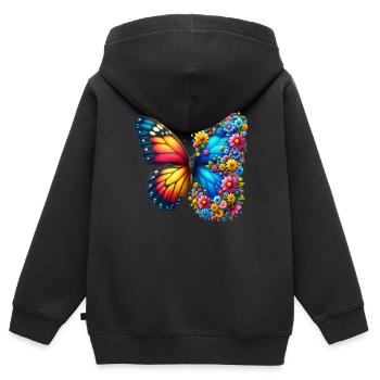 Bunter Schmetterling, von der Natur inspirierte Sommerstimmungen - Kinder Premium Organic Zip Hoodie - Schwarz - Hinten - AI Model Kid Male (0cm)