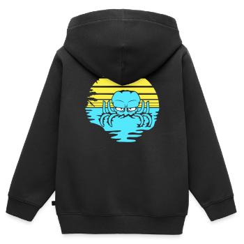 Oktopus Meer Sonnenuntergang Strand Urlaub Linien - Kinder Premium Organic Zip Hoodie - Schwarz - Hinten - AI Model Kid Male (0cm)