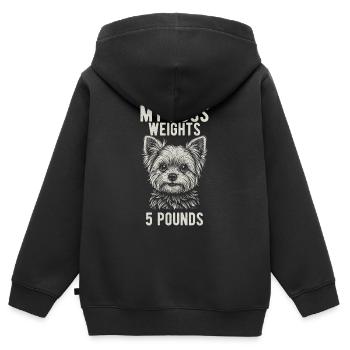 Mein Chef Wiegt Fünf Pfund - Yorkie Besitzer - Kinder Premium Organic Zip Hoodie - Schwarz - Hinten - AI Model Kid Male (0cm)