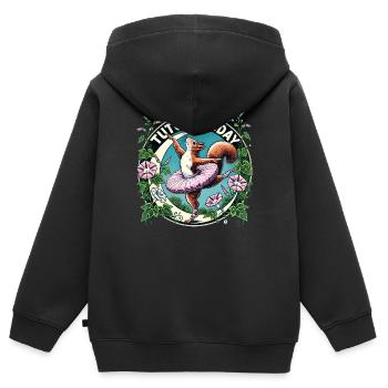 Tutu Mardi - Sweat Premium à capuche zippé enfant bio - noir - Dos - AI Model Kid Male (0cm)