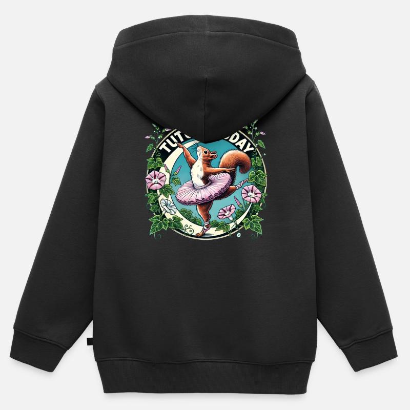 Tutu Mardi - Sweat Premium à capuche zippé enfant bio - noir