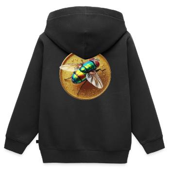 Fliege farbig - Kinder Premium Organic Zip Hoodie - Schwarz - Hinten - AI Model Kid Male (0cm)