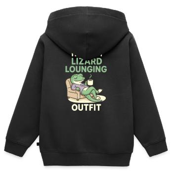 Gecko Shirt - this is my lizard lounging outfit - Kids Premium Organic Zip-up Hoodie - black - Back - AI Model Kid Male (0cm)