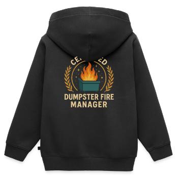 Gestionnaire d’incendie de benne à ordures - Sweat Premium à capuche zippé enfant bio - noir - Dos - AI Model Kid Male (0cm)