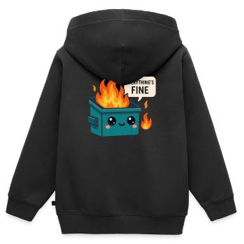 Mème d’incendie de benne à ordures - Sweat Premium à capuche zippé enfant bio - noir - Dos - AI Model Kid Male (0cm)