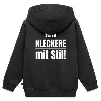 Ich kleckere mit Stil! - Kinder Premium Organic Zip Hoodie - Schwarz - Hinten - AI Model Kid Male (0cm)