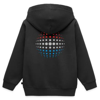 geo_dotsphere_luxembourg_3c01 - Kinder Premium Organic Zip Hoodie - Schwarz - Hinten - AI Model Kid Male (0cm)