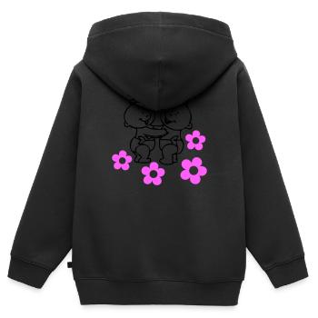 twin girls © - Kinder Premium Organic Zip Hoodie - Schwarz - Hinten - AI Model Kid Male (0cm)
