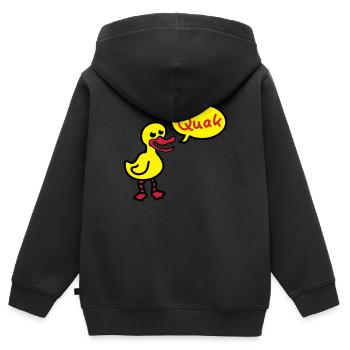 Quak - Ente 3 - Kinder Premium Organic Zip Hoodie - Schwarz - Hinten - AI Model Kid Male (0cm)