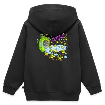 Poussins Mousse Party - Sweat Premium à capuche zippé enfant bio - noir - Dos - AI Model Kid Male (0cm)