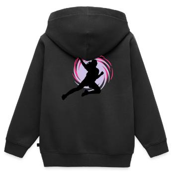 Wirbel Handballerin - Kinder Premium Organic Zip Hoodie - Schwarz - Hinten - AI Model Kid Male (0cm)