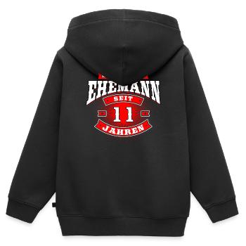 Ehemann Ehegatte Ehe Mann Geschenk 11 Jahre - Kinder Premium Organic Zip Hoodie - Schwarz - Hinten - AI Model Kid Male (0cm)