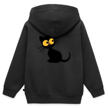 Schwarzes Kätzchen - Kinder Premium Organic Zip Hoodie - Schwarz - Hinten - AI Model Kid Male (0cm)