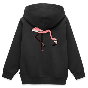 essen trinken beugen unten flamingo clipart comic - Kinder Premium Organic Zip Hoodie - Schwarz - Hinten - AI Model Kid Male (0cm)