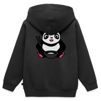 Baby Panda beim Reis essen mit Stäbchen - Kinder Premium Organic Zip Hoodie - Schwarz - Hinten - AI Model Kid Male (0cm)