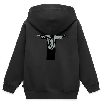 Christus Erlöser Statue Rio de Janeiro - Kinder Premium Organic Zip Hoodie - Schwarz - Hinten - AI Model Kid Male (0cm)