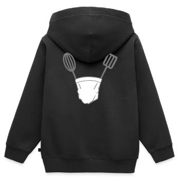 koch kochen chef meister grillen bbq kueche lecker - Kinder Premium Organic Zip Hoodie - Schwarz - Hinten - AI Model Kid Male (0cm)