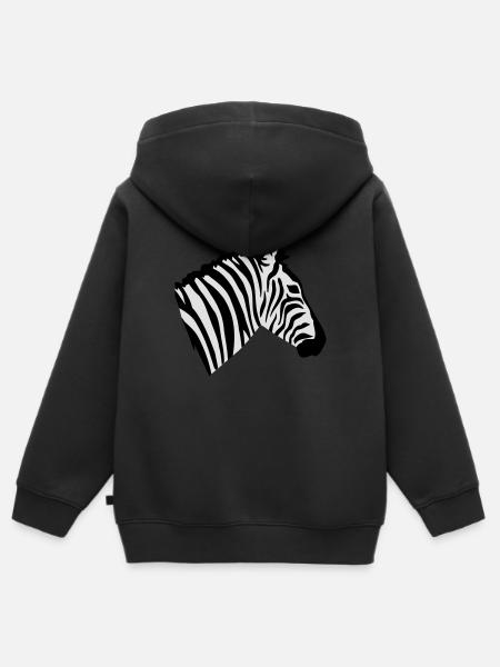 Zebra - Kinder Premium Organic Zip Hoodie - Schwarz