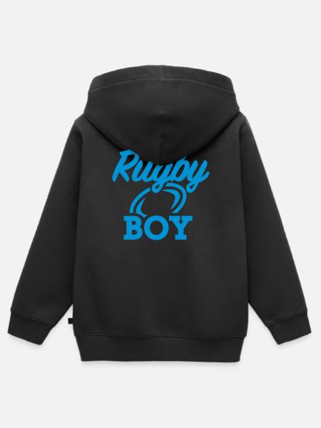 Rugby - Kinder Premium Organic Zip Hoodie - Schwarz