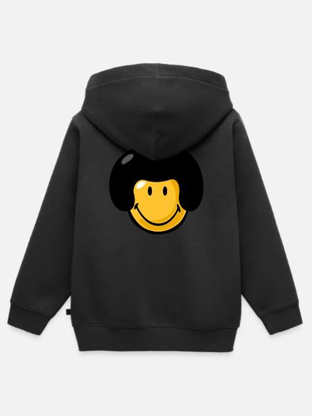 Smiley afro - Kinder Premium Organic Zip Hoodie - Schwarz