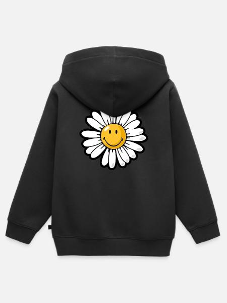 Smiley daisy - Kinder Premium Organic Zip Hoodie - Schwarz
