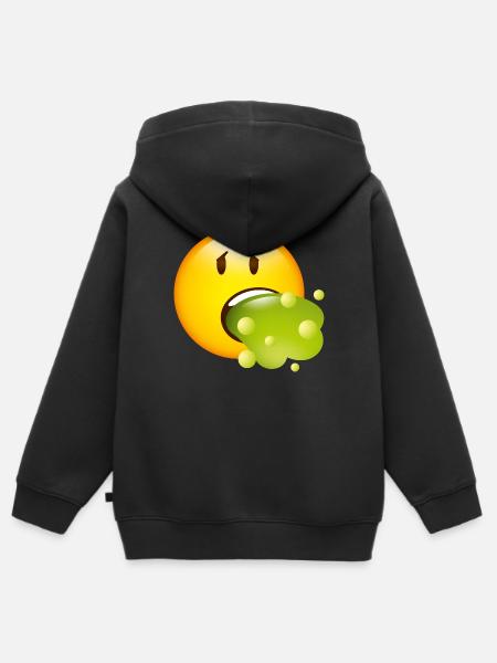 Smiley Glossy Barf - Kinder Premium Organic Zip Hoodie - Schwarz