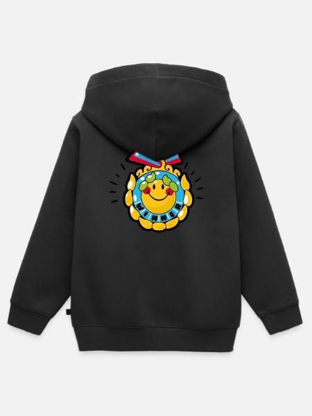 Smiley Winning Medal - Kinder Premium Organic Zip Hoodie - Schwarz