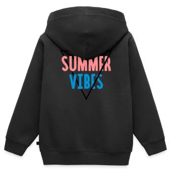 Summer Vibes - Sweat Premium à capuche zippé enfant bio - noir - Dos - AI Model Kid Male (0cm)