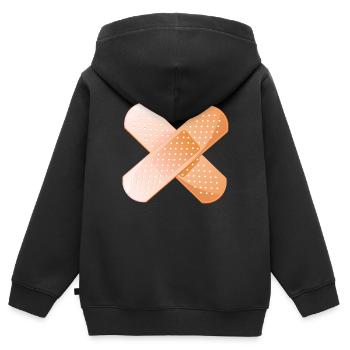 pansement pensement croise - Sweat Premium à capuche zippé enfant bio - noir - Dos - AI Model Kid Male (0cm)