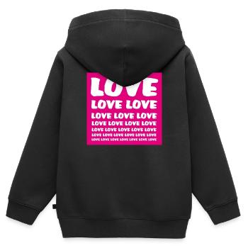 Love Love Love Amour Amour Amour Love Love Love Love Love - Sweat Premium à capuche zippé enfant bio - noir - Dos - AI Model Kid Male (0cm)