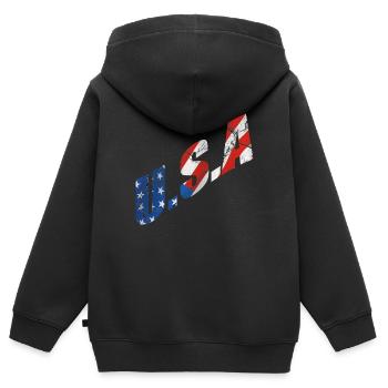 usa - Kinder Premium Organic Zip Hoodie - Schwarz - Hinten - AI Model Kid Male (0cm)