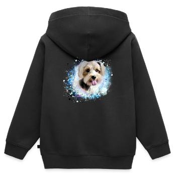 Havaneser,Bologneser,Malteser,Hund,Graffiti,Malere - Kinder Premium Organic Zip Hoodie - Schwarz - Hinten - AI Model Kid Male (0cm)