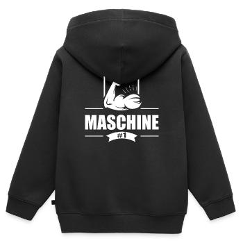 Maschine White - Kinder Premium Organic Zip Hoodie - Schwarz - Hinten - AI Model Kid Male (0cm)