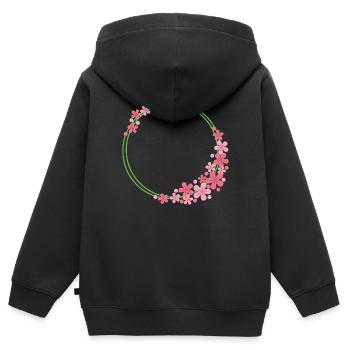 Cadre de fleurs Rond - Sweat Premium à capuche zippé enfant bio - noir - Dos - AI Model Kid Male (0cm)
