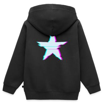 Étoile avec effet glitch - Sweat Premium à capuche zippé enfant bio - noir - Dos - AI Model Kid Male (0cm)