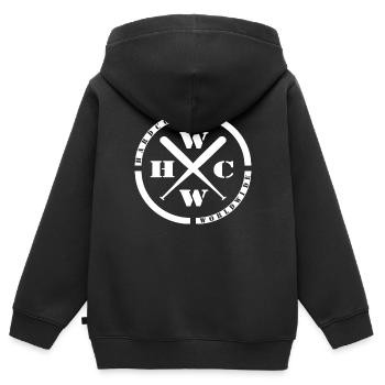 WWHC Hard Musik Worldwide love Punk Thrash Metal - Kinder Premium Organic Zip Hoodie - Schwarz - Hinten - AI Model Kid Male (0cm)