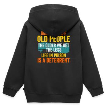 Don’t Piss Off Old People - Sweat Premium à capuche zippé enfant bio - noir - Dos - AI Model Kid Male (0cm)