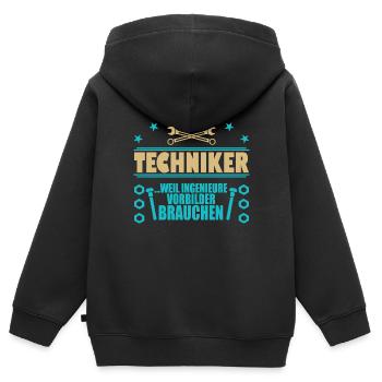 Techniker Schule Abschluss Fortbildung Ingenieur - Kinder Premium Organic Zip Hoodie - Schwarz - Hinten - AI Model Kid Male (0cm)