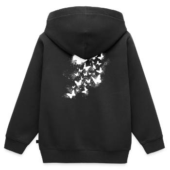 Butterflies, watercolour, white painting, graffiti - Kids Premium Organic Zip-up Hoodie - black - Back - AI Model Kid Male (0cm)