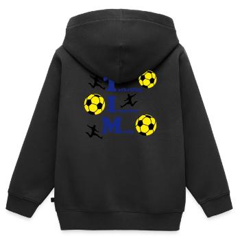 Tim - Kinder Premium Organic Zip Hoodie - Schwarz - Hinten - AI Model Kid Male (0cm)
