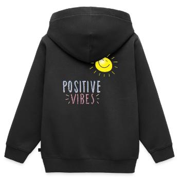 POSITIV VIBES - Kinder Premium Organic Zip Hoodie - Schwarz - Hinten - AI Model Kid Male (0cm)