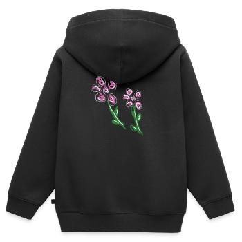 fleurs fleur - Sweat Premium à capuche zippé enfant bio - noir - Dos - AI Model Kid Male (0cm)