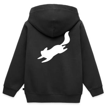 fuchs - Kinder Premium Organic Zip Hoodie - Schwarz - Hinten - AI Model Kid Male (0cm)