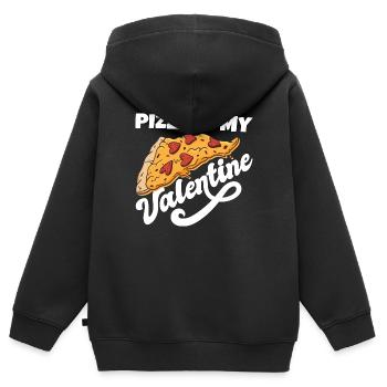 Pizza Is My Valentine Anti Valentine's Day Single - Kinder Premium Organic Zip Hoodie - Schwarz - Hinten - AI Model Kid Male (0cm)